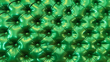 Retro furniture upholstery material in green. Green faux leather fabric with a pattern of green...