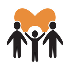 Family Holding Hands In Sunset Meadow Illustration