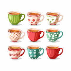 Tea cups collection in vintage style