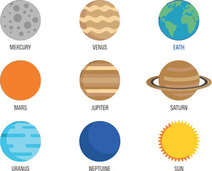 Each planet logo icon bundle set colorful line art design stock royalty free image premium quality © Vector_Graphic