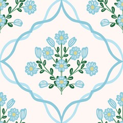 Seamless watercolour and unique floral pattern background for covers, notes, banner. Soft backgrounds colour. Watercolour art work. Flower stalk. Colourful flower. Summer Spring.