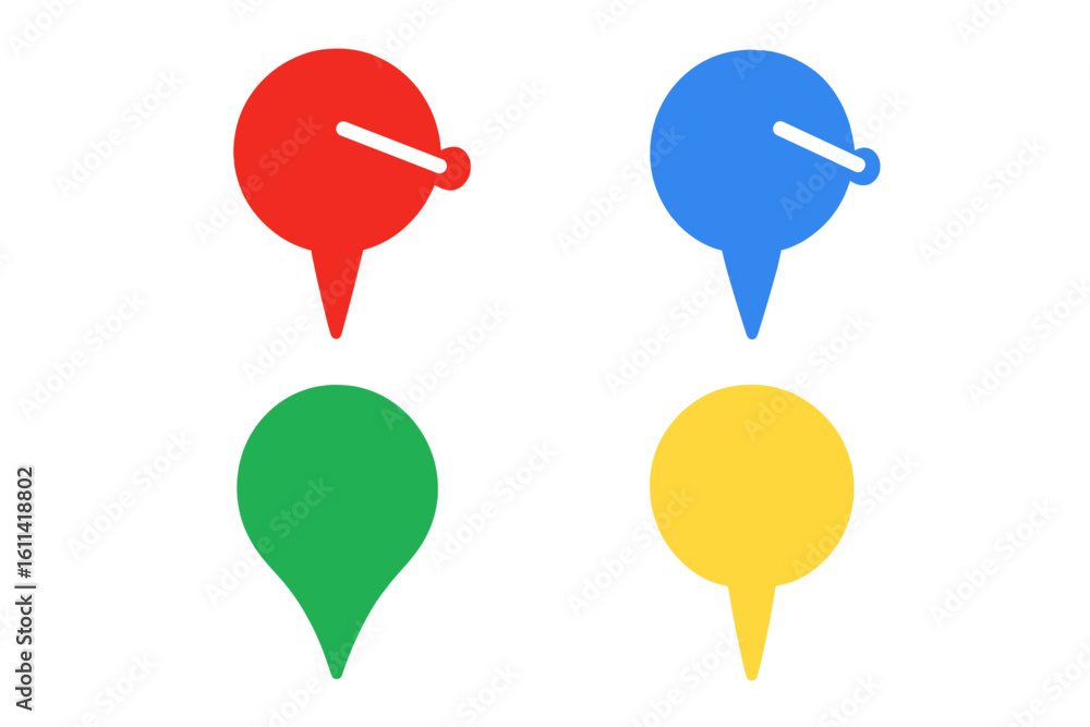 Poster map pin icon set. colorful location markers. collection of pointers for gps navigation. destination,