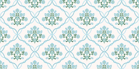 Seamless watercolour and unique floral pattern background for covers, notes, banner. Soft backgrounds colour. Watercolour art work. Flower stalk. Colourful flower. Summer Spring.