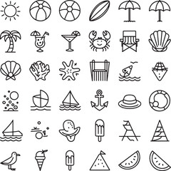 summer logo icon bundle set colorful line art design stock royalty free image premium quality