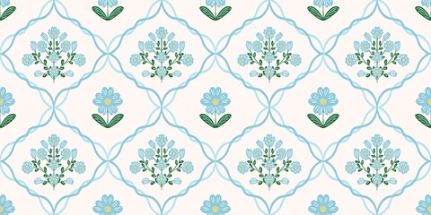 Seamless watercolour and unique floral pattern background for covers, notes, banner. Soft backgrounds colour. Watercolour art work. Flower stalk. Colourful flower. Summer Spring.