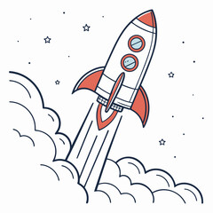 Rocket Vector Illustration – Flat Style Space Launch Icon