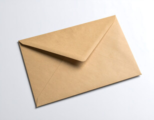 Kraft Paper Envelope: Close-up View of a Plain Brown Envelope on White Background