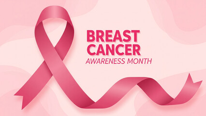 Breast Cancer Awareness Month with Pink Ribbon on Gradient Background