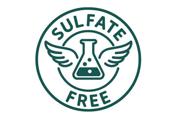 Sulfate free icon for product package. Label stamp for natural cosmetic. Paraben free, chemical free symbol. Organic soap, shampoo sticker. Quality mark vector logo design.