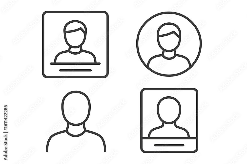 Poster user profile line icon set. collection of simple avatar symbols for website and app interface. minim