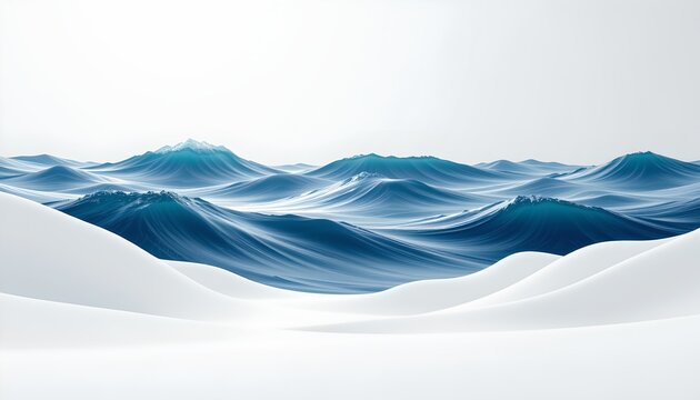 an artistic representation of ocean waves captured in vertical form. the waves are rendered in hues of blue and white, creating a serene and calming effect