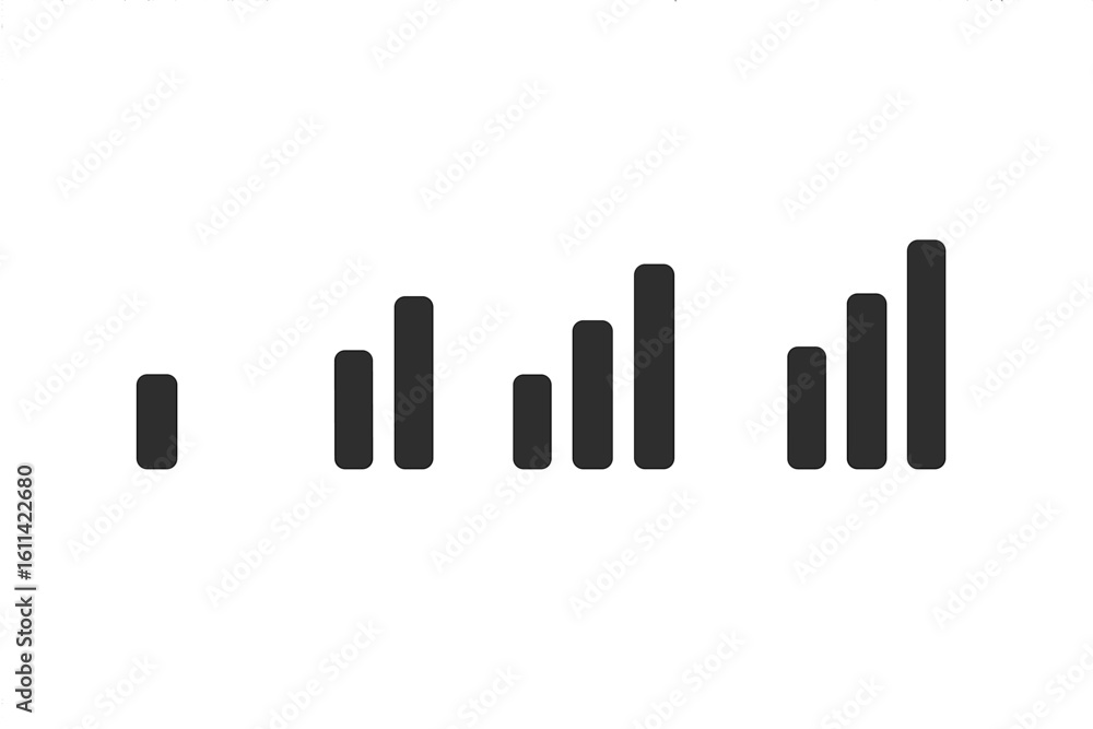 Poster set of wireless network signal strength icons. wifi and cellular connection status bar symbols for m