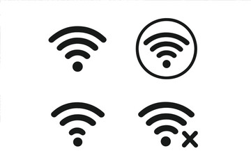 Wi-Fi icon set vector illustration. Wireless network signal symbol collection for web and mobile app interface. Internet connection, hotspot, and no signal icons isolated.