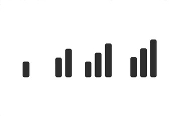 Set of wireless network signal strength icons. Wifi and cellular connection status bar symbols for mobile phone UI. Internet data level indicators. Vector flat design element.