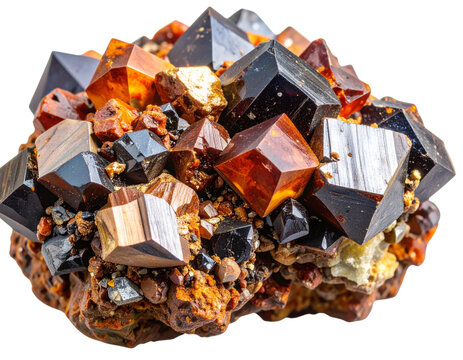 Raw Franklinite and Zincite Mineral Specimen, Transparent Background PNG