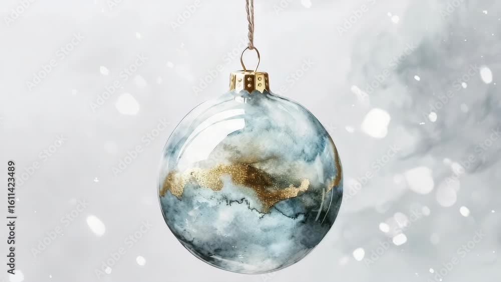 Poster a detailed view of a unique round ornament with a galaxy design on it, ready to hang from your chris