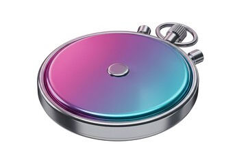 A stylized stopwatch featuring vibrant gradient colors, embodying the concept of timing, speed, and measurement.