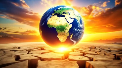 Earth over cracked land global warming - Powered by Adobe