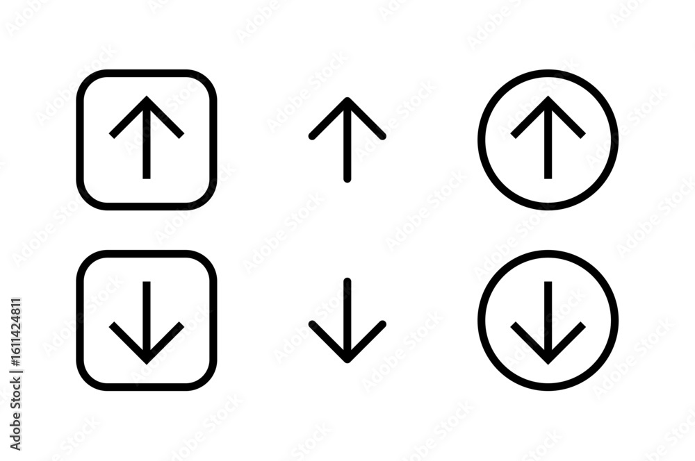 Aufkleber move up arrow and move down arrow icon set