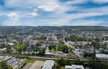Luftaufnahme von Schwelm, Richtung Innenstadt und Hauptbahnhof