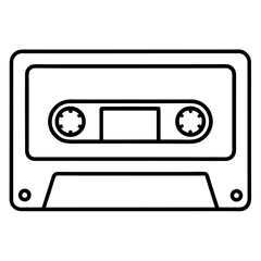 Fototapeta premium Minimalist line art illustration of a vintage cassette tape with visible reels
