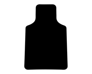 Silhouette of a black bottleshaped object with rounded corners on white background