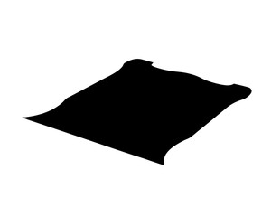 Abstract representation of a curled rug or carpet silhouetted in black on white