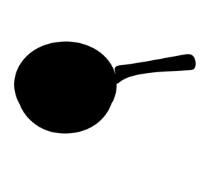 Black silhouette of a frying pan with handle on a white background