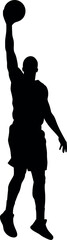 Basketball player silhouette dunking