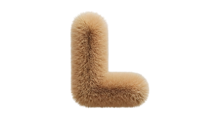 Soft fuzzy letter L alphabet character with natural texture, perfect for cozy branding and creative projects