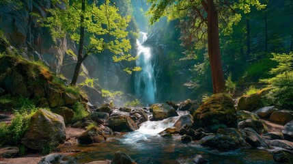 Obraz premium マイナスイオンと癒し、涼を求めて訪れるパワースポット