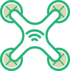 Fototapeta premium Modern drone icon with Wi-Fi signal, symbolizing wireless control, aerial photography, and smart drone technology. Perfect for tech infographics, drone apps, delivery services, and IoT designs
