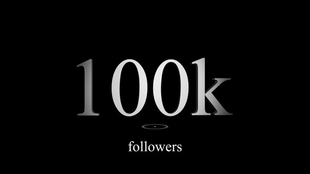 Celebrating 100k followers achievement with elegant 3d rendered text on a black background