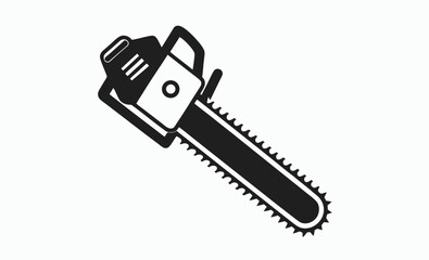  Chainsaw tool silhouette, logging equipment icon, black vector graphic, chainsaw silhouette vector illustration 
