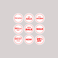 sale discount labels, set sale white, 50% off, 20% off, 0 off, big sale, new, best price, hot price