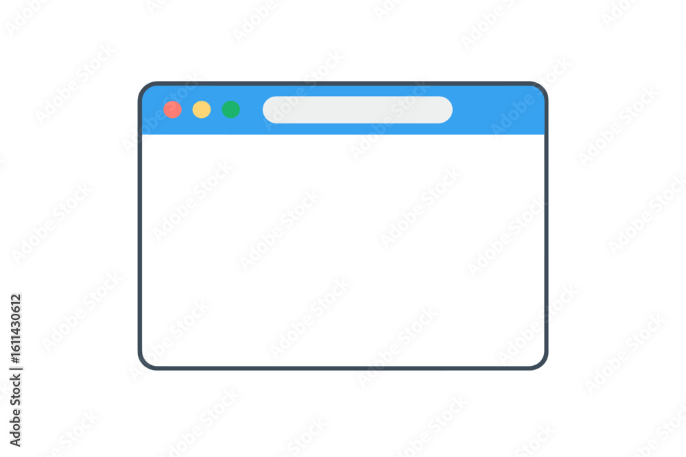 Aufkleber minimal web browser window interface mockup, flat vector illustration of blank internet page templat