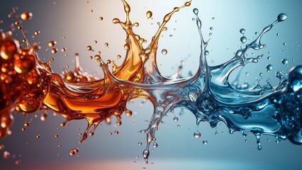 Fototapeta premium Orange and Blue Water Splash Fusion Scene