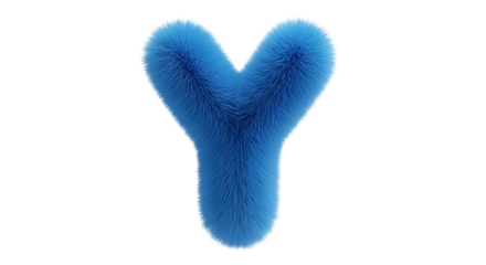 Vibrant blue fuzzy letter Y symbol for creative branding, graphic design, and playful concepts