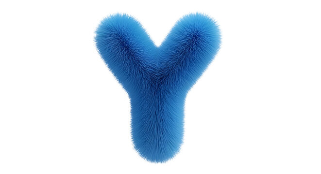 Vibrant blue fuzzy letter Y symbol for creative branding, graphic design, and playful concepts