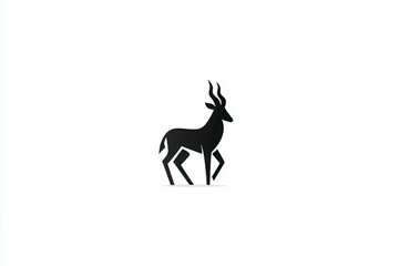 eland antelope logo, simple, minimal, flat, vector, black and white, white background.
