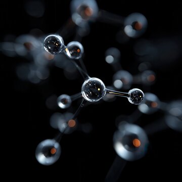 GCI photo, 3D icon of smell molecules around lightning, futuristic icon, front view, pure black background, HD photography, close-up photo, shiny and fresh, smooth surface, clear.