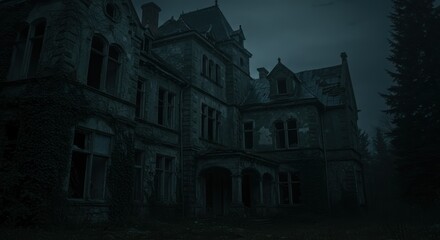 Dark aged building exterior