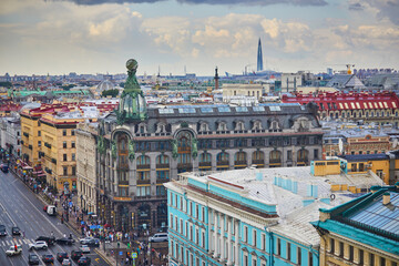 Aerial scenic view of historical center of Saint-Petersburg, Russia.