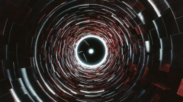 Hypnotic Abstract Tunnel Red Black Cinematic 4 K Download High Resolution Seamless Loop Animation Motion Graphics Background Sci Fi Technology Digital Space Vortex Energy Power