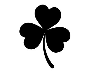 Black silhouette of a three leaf clover also known as shamrock