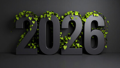 New Year 2026 Creative Design Concept with creepers have grown over the numbers	
