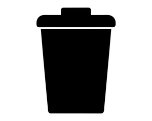 Simple black trash can icon with lid on a white background