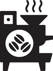 Silhouette vector of a coffee roaster machine, ideal for coffee industry, roasting business, and cafe branding.