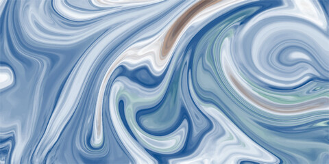 Abstract blue and white swirls liquid watercolor texture background with marbling effect artistic design
