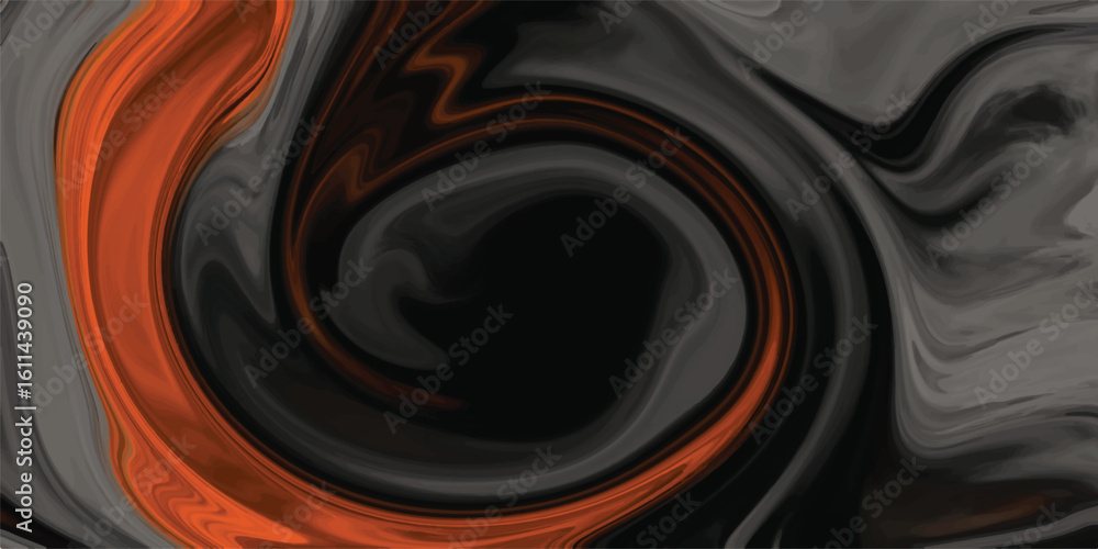 Poster abstract fluid art design with orange and gray colors blending together creating a swirling dynamic 